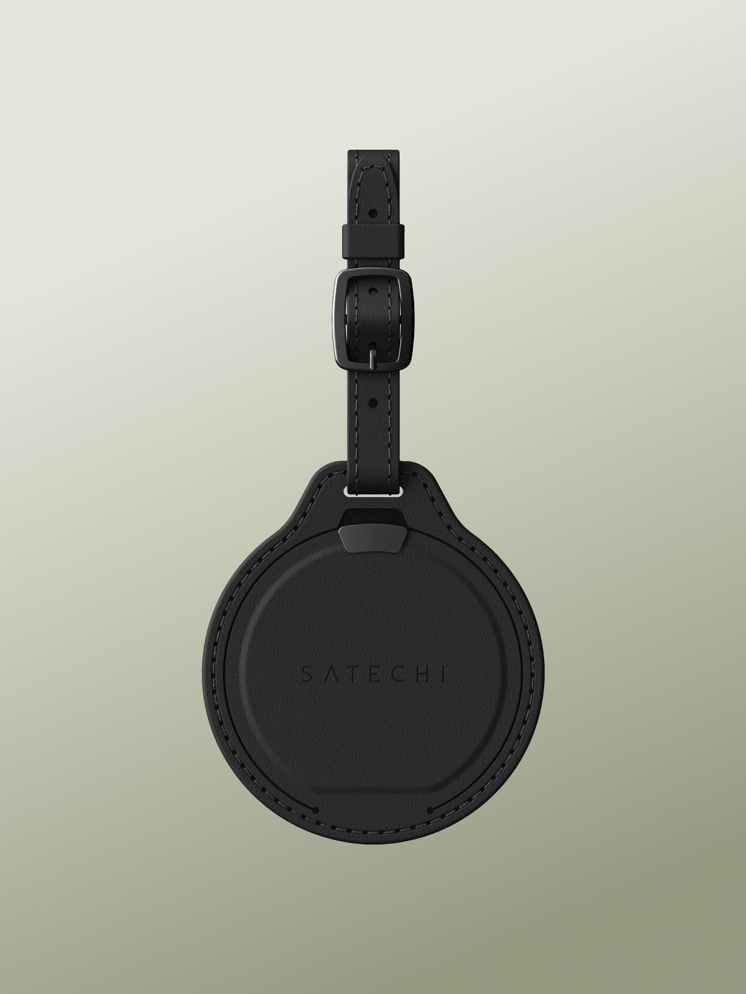 Satechi - Vegan-Leather FindAll Luggage Tag - Etiqueta Inteligente de Equipaje de Viaje, Antirrobo, Antipérdida, Impermeable, Antiabrasión y Antigolpes en Cuero Vegano, con Localizador Compatible con la App Encontrar de Apple, Carga Rápida Inalámbrica Qi2, Aprobado por la TSA y FAA