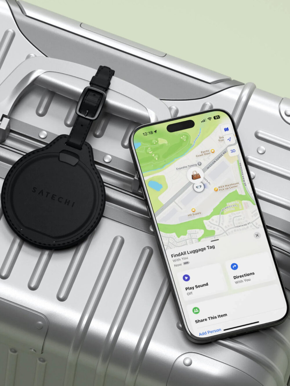 Etiqueta Inteligente de Equipaje de Viaje, Antirrobo, Antipérdida, Impermeable, Antiabrasión y Antigolpes en Cuero Vegano, con Localizador Compatible con la App Encontrar de Apple, Carga Rápida Inalámbrica Qi2, Aprobado por la TSA y FAA - Imagen 2
