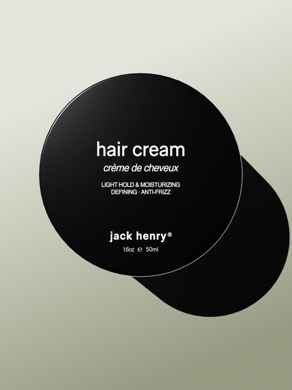 Jack Henry - Hair Cream - Crema para el Cabello con Fijación Suave e Hidratante, Define los Rizos y Controla el Frizz, Natural, Orgánica y Vegana para Viajes en Avión Aprobado por la TSA - 50 ml