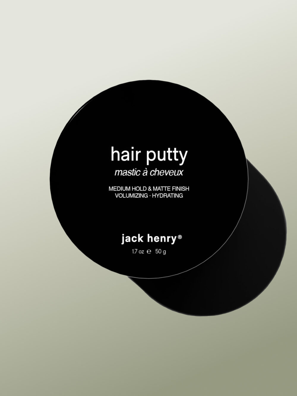 Jack Henry - Hair Putty - Masilla para el Cabello con Fijación Media y Acabado Mate, Volumizante e hidratante, Natural, Orgánica y Vegana para Viajes en Avión Aprobado por la TSA - 50 gr