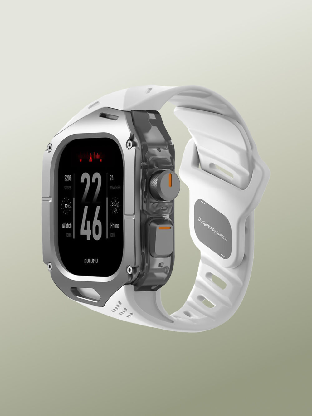 Funda Antigolpes Futurista en Titanio de Grado Aeroespacial Impermeable y Anticorrosiva con Correa de FKM Antitranspirante y Antiabrasiva, Protección en Aluminio de todos los botones, para Apple Watch Ultra 2