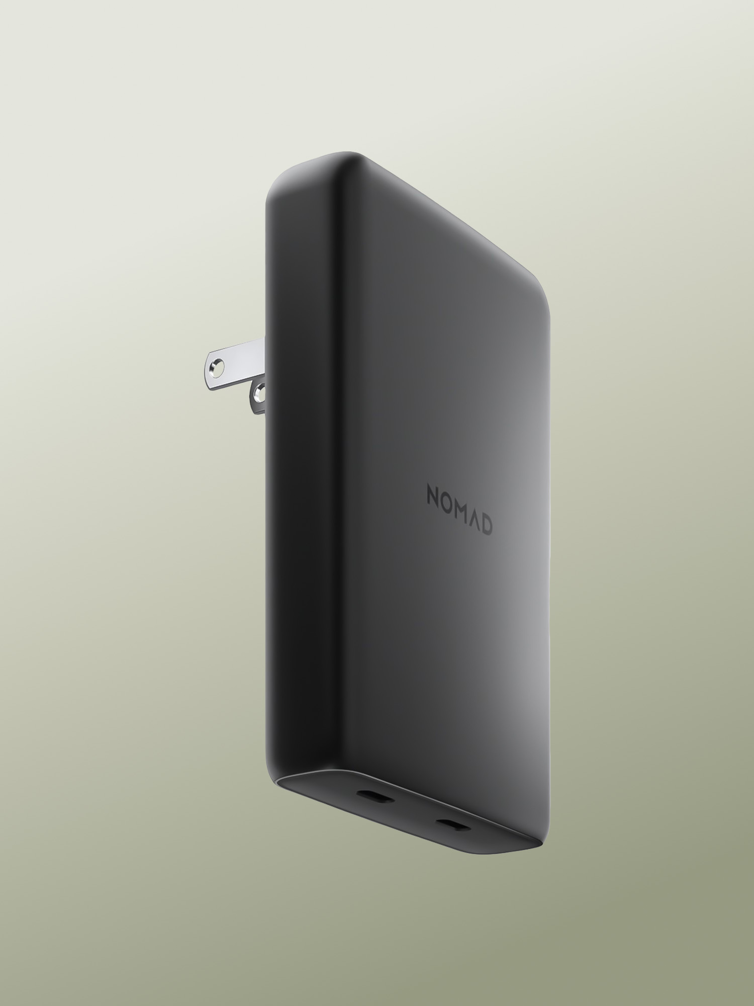 Nomad - 100W Slim Power Adapter - Cargador de Viaje, Ultra Delgado, Clavijas Planas Plegables, Potencia de 100W para Carga Rápida, Doble Puerto USB-C PD, Tecnologia GAN para iPhone 16 Pro Max, iPad Pro M4, Apple Watch Ultra 2, AirPods Pro 2 y AirPods Max