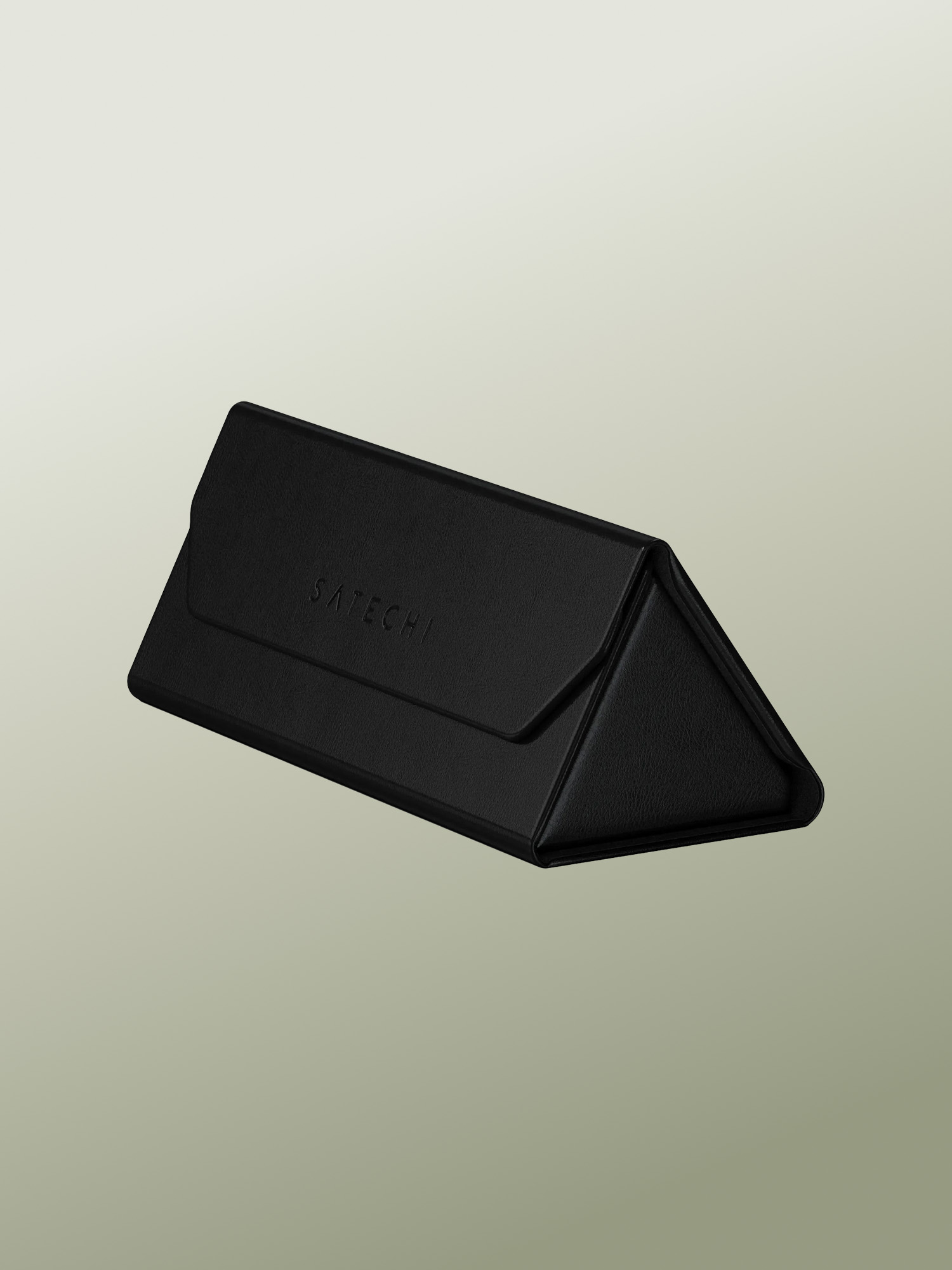 Satechi - Vegan-Leather FindAll Glasses Case - Funda Inteligente Plegable en Origami para Gafas, Antirrobo, Antipérdida, Impermeable, Antiabrasión y Antigolpes en Cuero Vegano, con Localizador Compatible con la App Encontrar de Apple, Carga Rápida Inalámbrica Qi2, Aprobado por la TSA y FAA