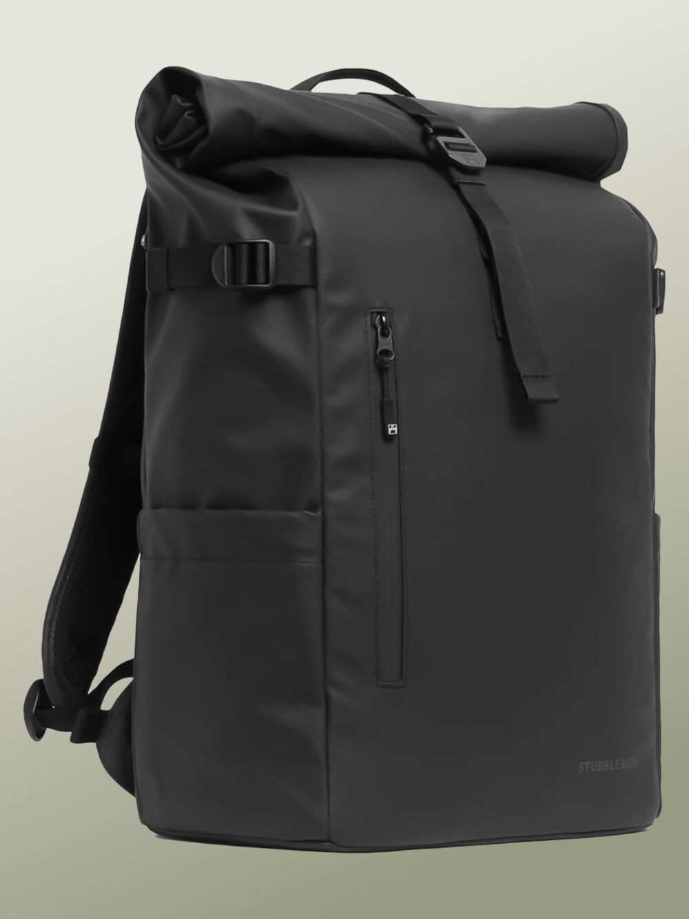 Stubble & Co - The Roll Top 30L - Mochila de Viaje y Ciclismo Urbano con Tapa Enrollable Expansible, Antirrobo y Antigolpes, Tela Ultra Robusta y Ecológica, Impermeable, Antidesgarro y Antiabrasión, Organizador Tecnológico y Bolsillo Lateral Oculto para MacBook Pro 16 M4 Max, Sistema MOLLE, Correa Pectoral Ajustable y Correa de Cintura Desmontable, Bolsillos para Termo de Hasta 770 ml, Creado para Viajar en Avión y Exploración Urbana - 30 Litros