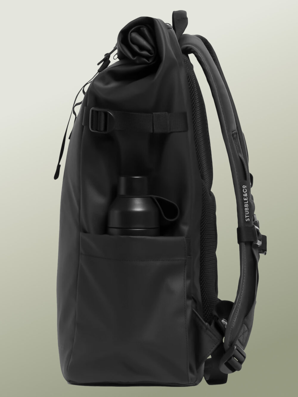 Mochila de Viaje y Ciclismo Urbano con Tapa Enrollable Expansible, Antirrobo y Antigolpes, Tela Ultra Robusta y Ecológica, Impermeable, Antidesgarro y Antiabrasión, Organizador Tecnológico y Bolsillo Lateral Oculto para MacBook Pro 16 M4 Max, Sistema MOLLE, Correa Pectoral Ajustable y Correa de Cintura Desmontable, Bolsillos para Termo de Hasta 770 ml, Creado para Viajar en Avión y Exploración Urbana - 30 Litros - Image 6