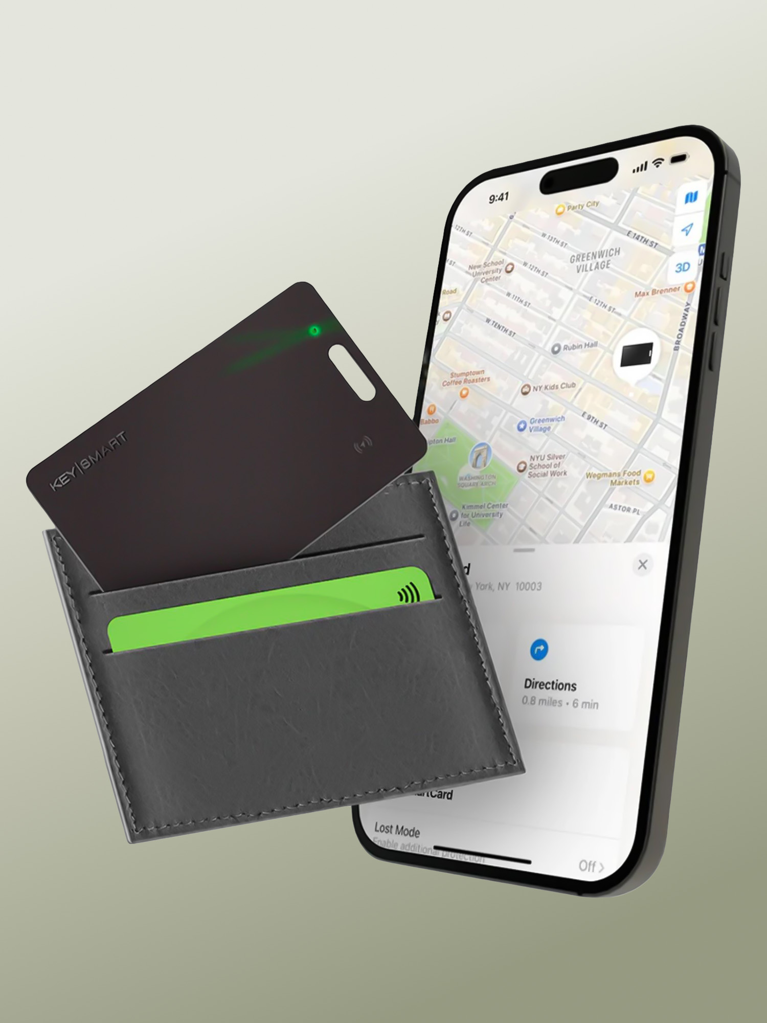 KeySmart - SmartCard - Tarjeta Inteligente Localizadora, Antirrobo, Antipérdida, Impermeable, Antiabrasión y Antigolpes, Compatible con la App Encontrar de Apple, Carga Rápida Inalámbrica Qi, Tamaño de una Tarjeta de Crédito, Ranura para cordón, Aprobado por la TSA y FAA