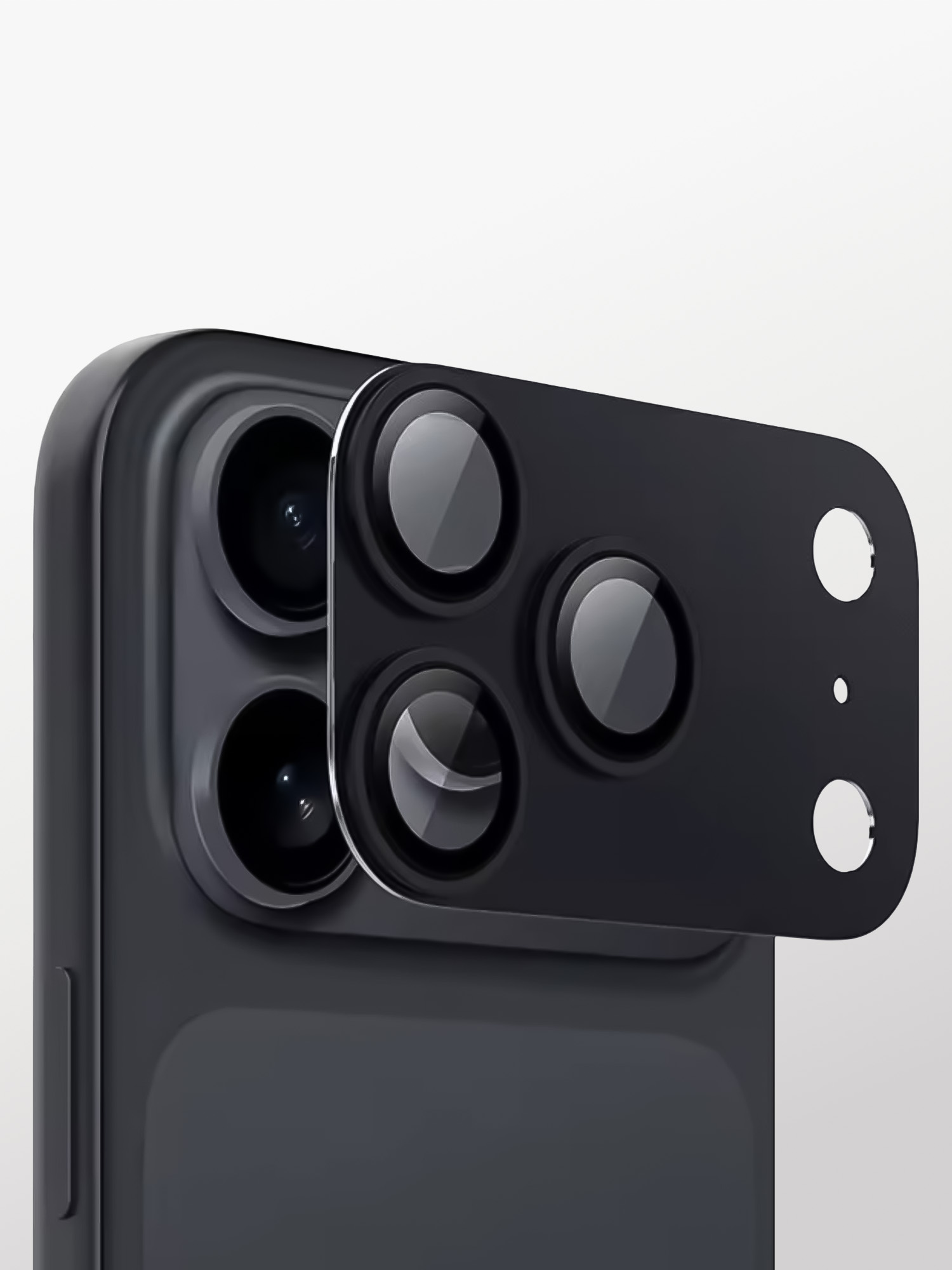 Doyrel - Protector 360 Metálico Negro del Modulo de la Camara y Protección de los Lentes con Bordes Metálicos y Vidrio Templado Antidistorciones, Antirreflejo y Antigolpes de Grado Militar con Adhesivo Impermeable 3M para iPhone 17 Pro/Max