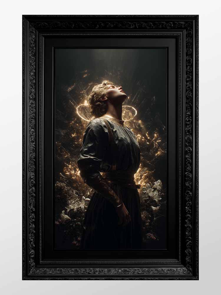 Museum Grade Wall Art Print - Saint Joan of Arc : Receiving Divine Visions in the Garden of Domrémy – Visionary Warrior of Unwavering Faith...