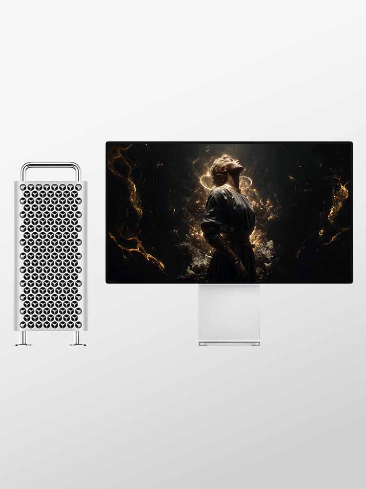 Wallpaper for Apple Pro Display XDR - Saint Joan of Arc : Receiving Divine Visions in the Garden of Domrémy – Visionary Warrior of Unwavering Faith