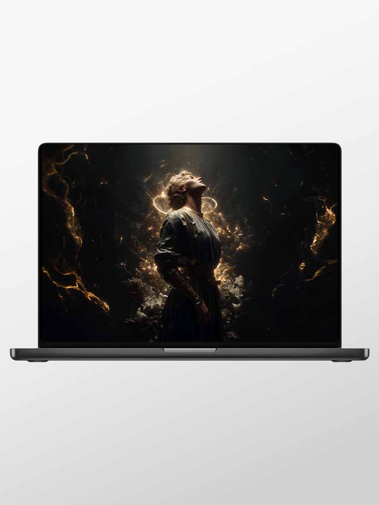 Wallpaper for Macbook Pro 16 M5 - Saint Joan of Arc : Receiving Divine Visions in the Garden of Domrémy – Visionary Warrior of Unwavering Faith