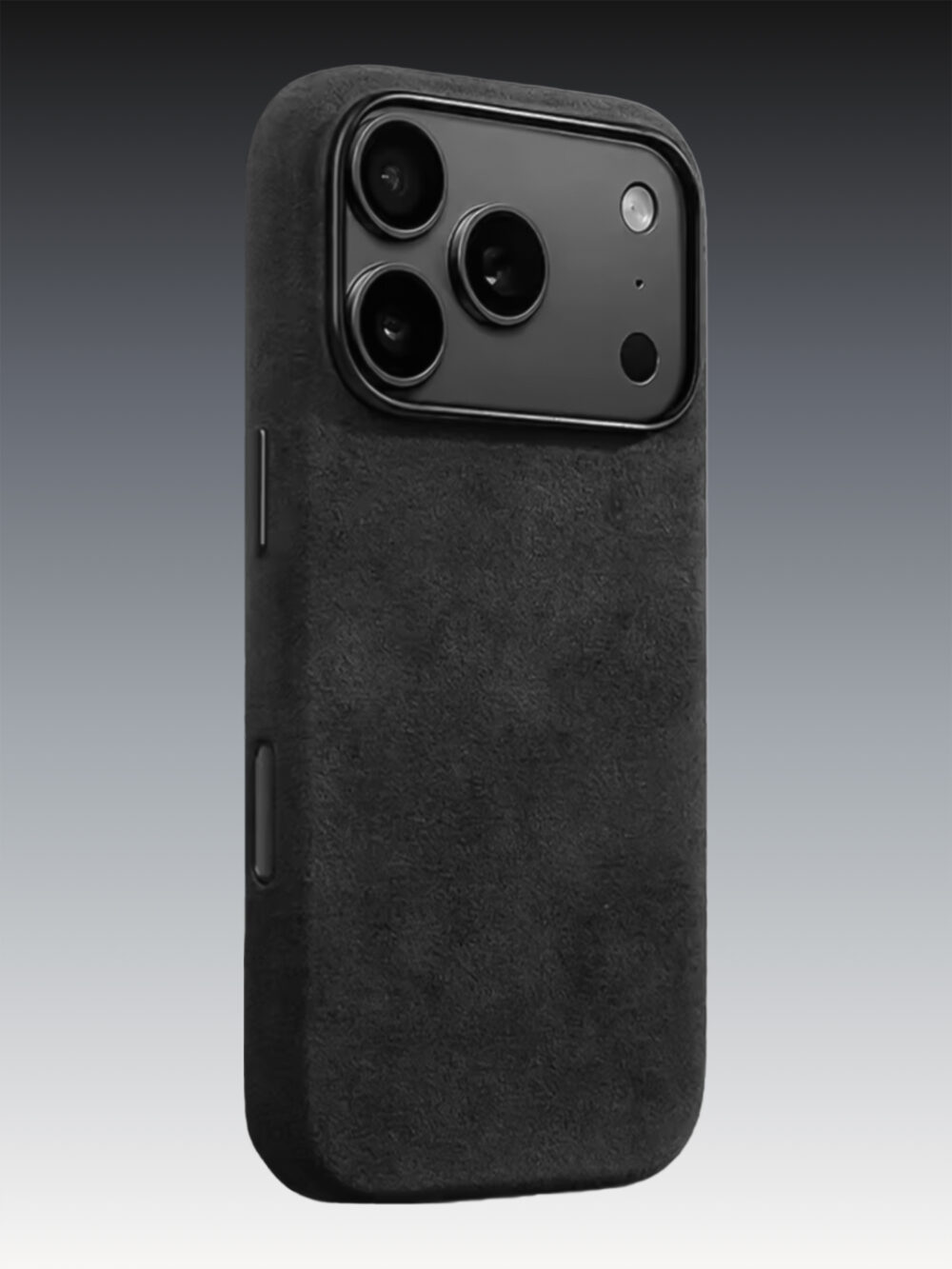 Funda Magsafe de Alcantara Italiano para iPhone 18 Pro Max con Bisel de Proteccion de la Camara, Botones Metalicos y Proteccion del Boton Tactil