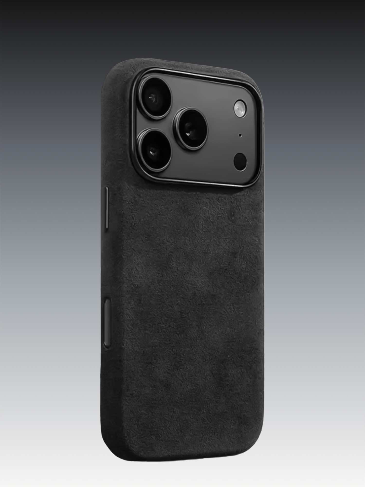 Funda Magsafe de Alcantara Italiano para iPhone 18 Pro con Bisel de Proteccion de la Camara, Botones Metalicos y Proteccion del Boton Tactil